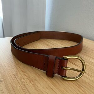 Madewell Brown Medium Perfect Leather Belt (1.5” width) with Gold Buckle